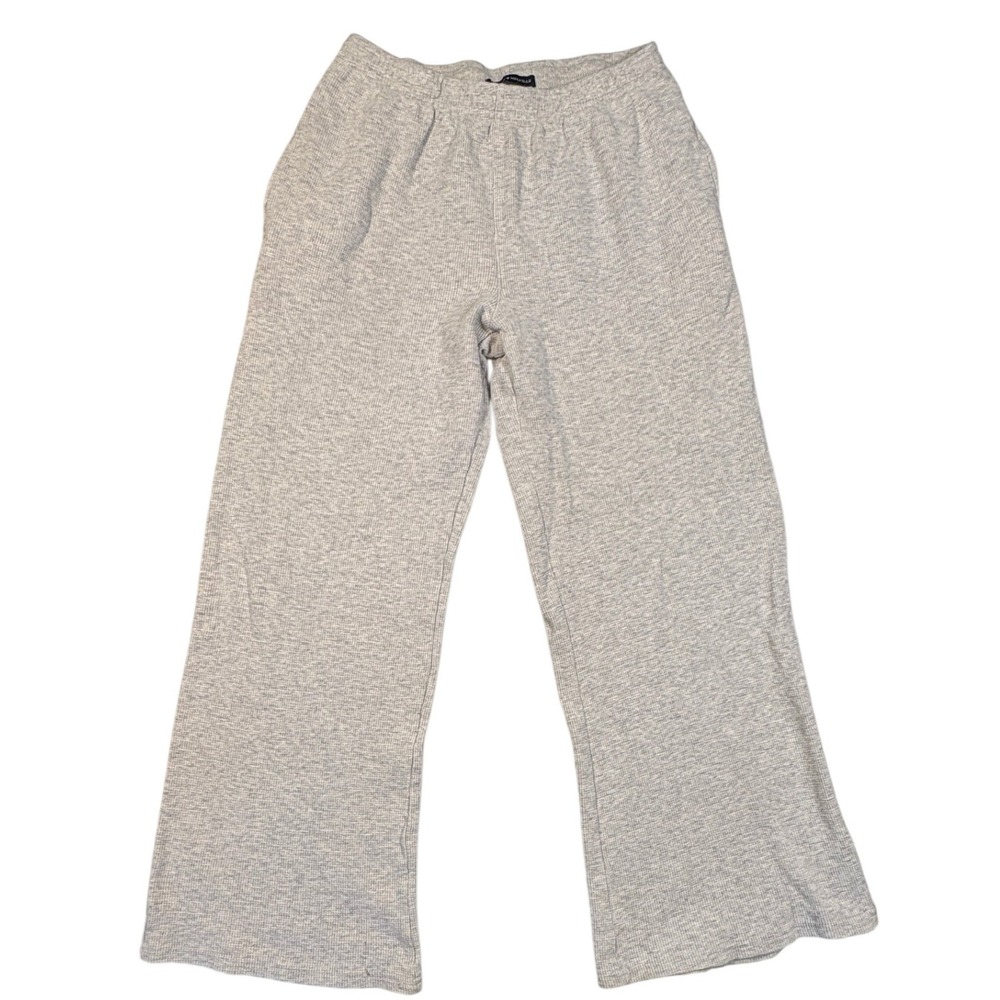 Brandy Melville Anastasia Waffle Knit Pants Gray Wide Leg Lounge MCH002L-Z39